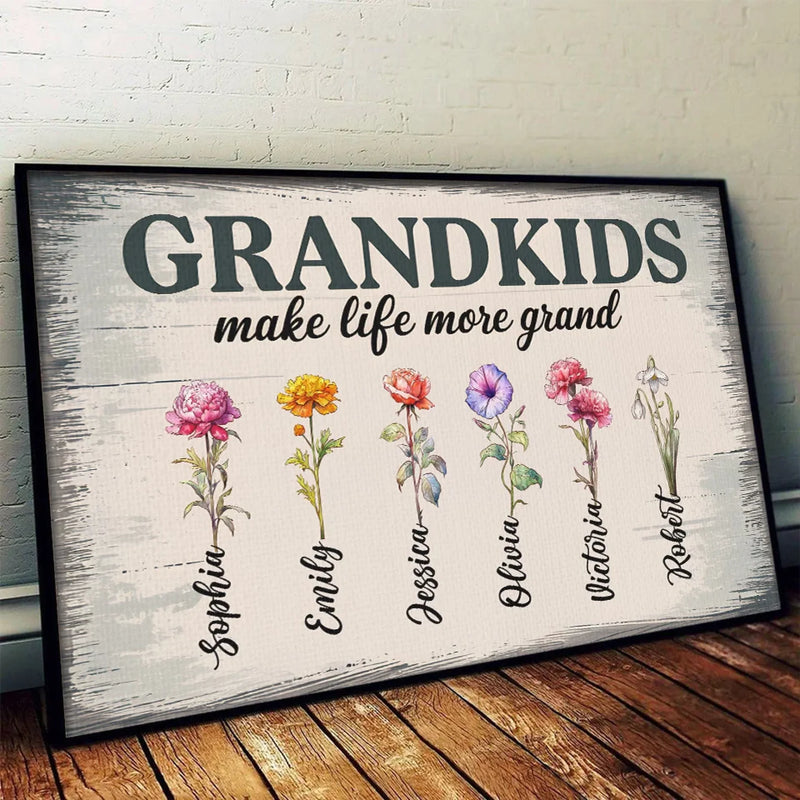 Blessed With Grandkids, Blessed With Love - Family Personalized Custom Horizontal Poster - Gift For Mom, Grandma