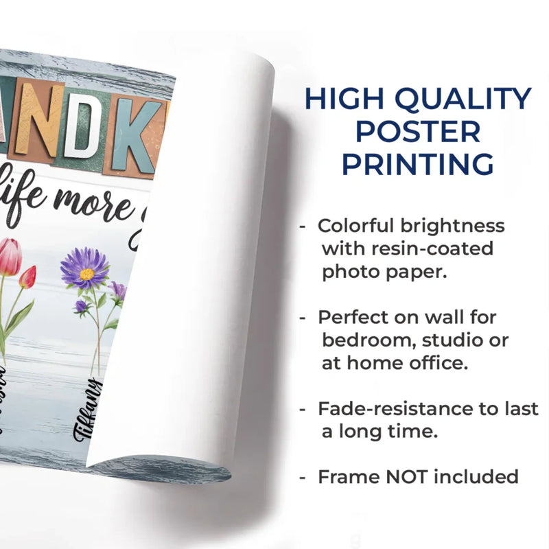 Life Is Grand With Grandkids In Hand - Family Personalized Custom Horizontal Poster - Gift For Mom, Grandma