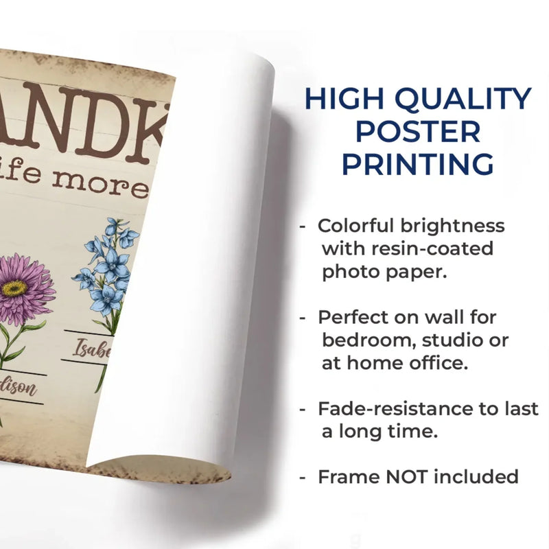 Made Grand By My Grandkids - Family Personalized Custom Horizontal Poster - Gift For Mom, Grandma