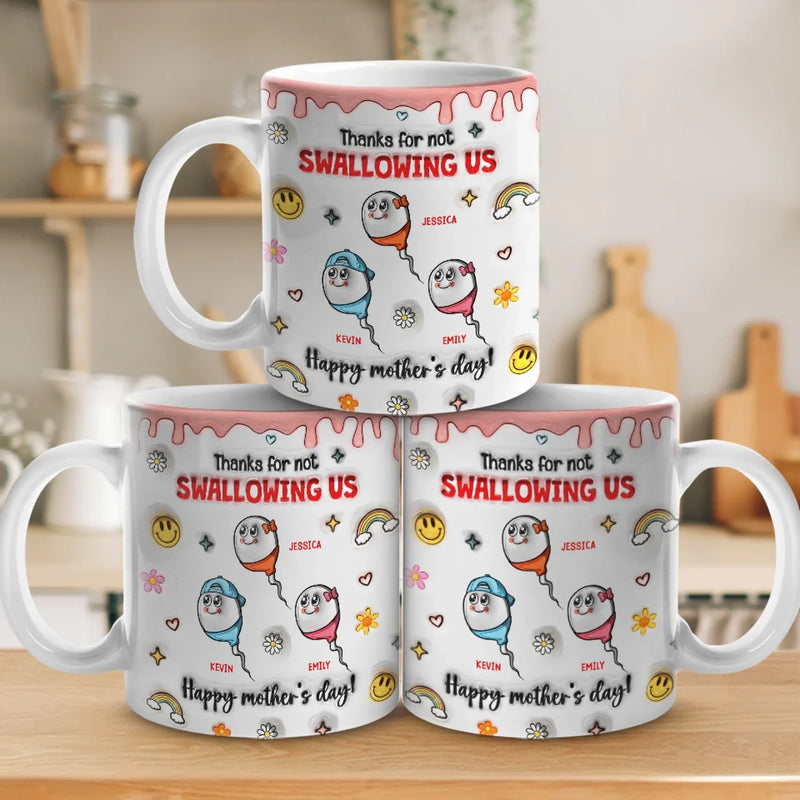Mom By Heart, Not Just By Blood - Family Personalized Custom 3D Inflated Effect Printed Mug - Mother's Day Gift For Mom, Grandma