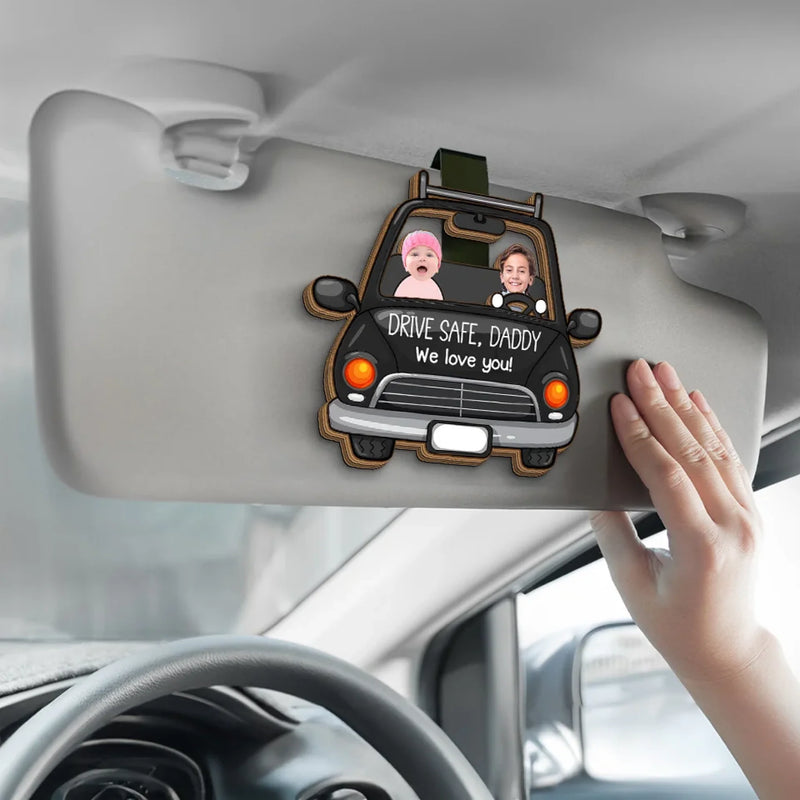 Custom Photo Safe Travels, We Love You Lots - Family Personalized Custom Car Visor Clip - Gift For Family Members