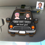 Custom Photo Safe Travels, We Love You Lots - Family Personalized Custom Car Visor Clip - Gift For Dad