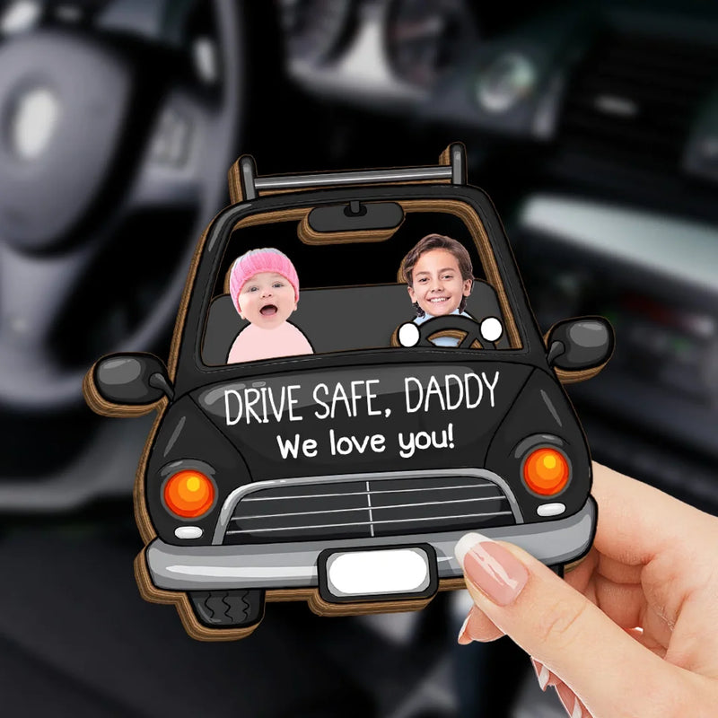 Custom Photo Safe Travels, We Love You Lots - Family Personalized Custom Car Visor Clip - Gift For Family Members
