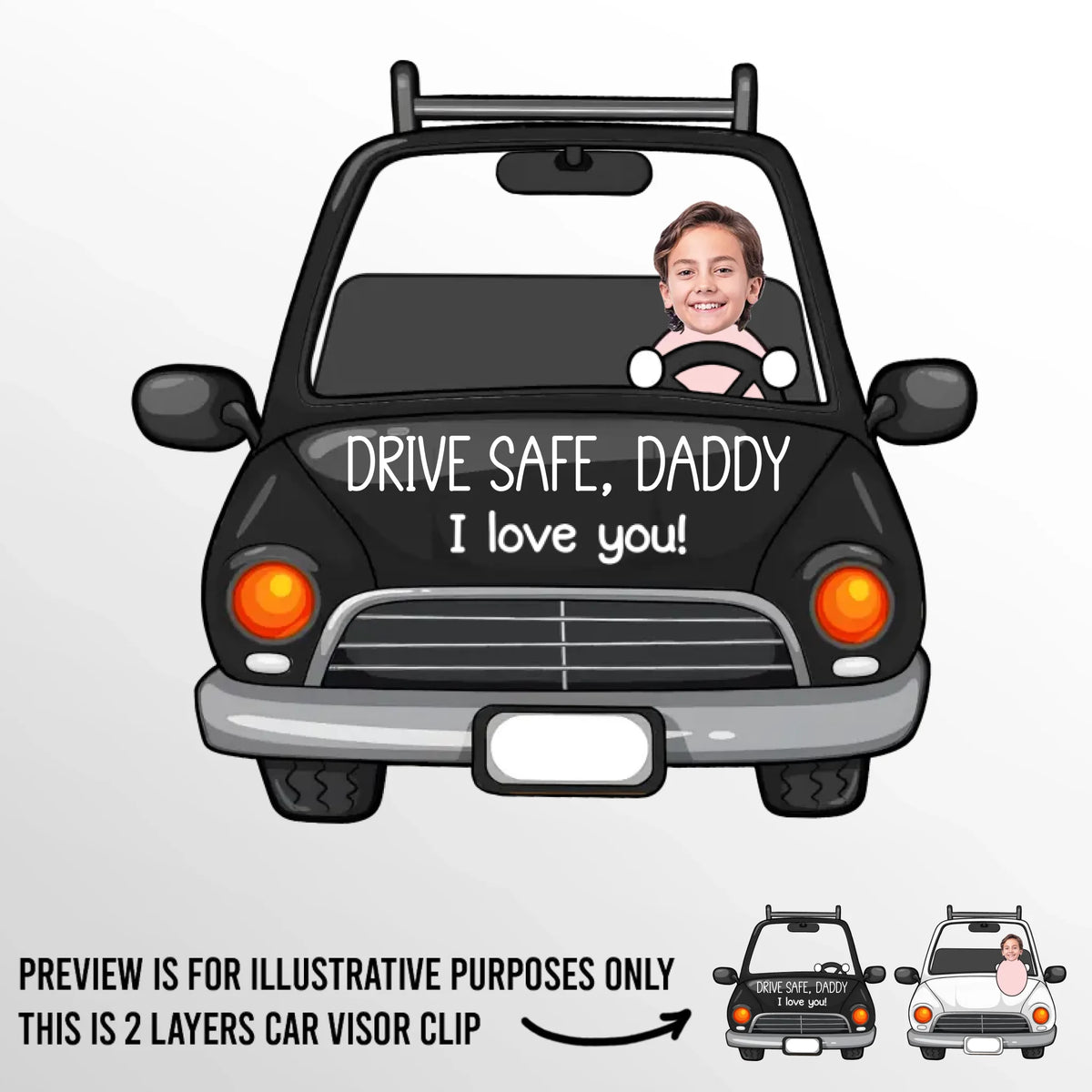 Custom Photo Safe Travels, We Love You Lots - Family Personalized Custom Car Visor Clip - Gift For Family Members