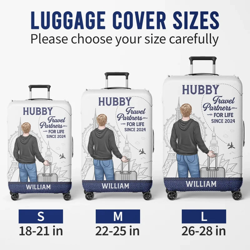Travel Far, Love Deep - Travel Personalized Custom Luggage Cover - Summer Vacation Gift For Adventure Travel Lovers, Husband Wife, Anniversary
