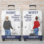 Travel Far, Love Deep - Travel Personalized Custom Luggage Cover - Summer Vacation Gift For Couple, Travel Lovers