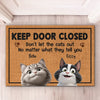 Door Closed, Don’t Trust The Cat - Dog & Cat Personalized Custom Home Decor Decorative Mat - House Warming Gift For Pet Owners, Pet Lovers