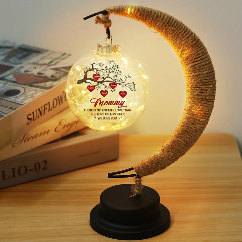 There Is No Greater Love Than The Love Of A Mother - Family Personalized Custom Moon Lamp Light - Mother's Day, Gift For Mom, Grandma