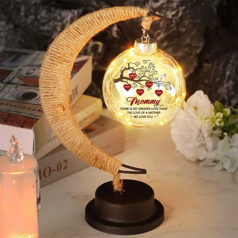 There Is No Greater Love Than The Love Of A Mother - Family Personalized Custom Moon Lamp Light - Mother's Day, Gift For Mom, Grandma