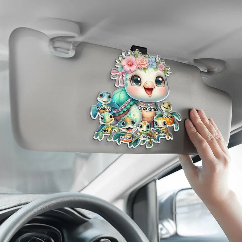 Hugs, Kisses, And Endless Love - Family Personalized Custom Car Visor Clip - Gift For Mom, Grandma