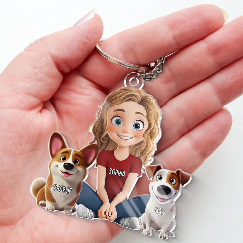 Paws, Love, And Forever Together - Dog Personalized Custom Shaped Acrylic Keychain - Gift For Pet Owners, Pet Lovers