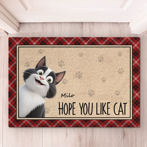 Welcome To Our Home - Cat Personalized Custom Home Decor Decorative Mat - House Warming Gift For Pet Owners, Pet Lovers