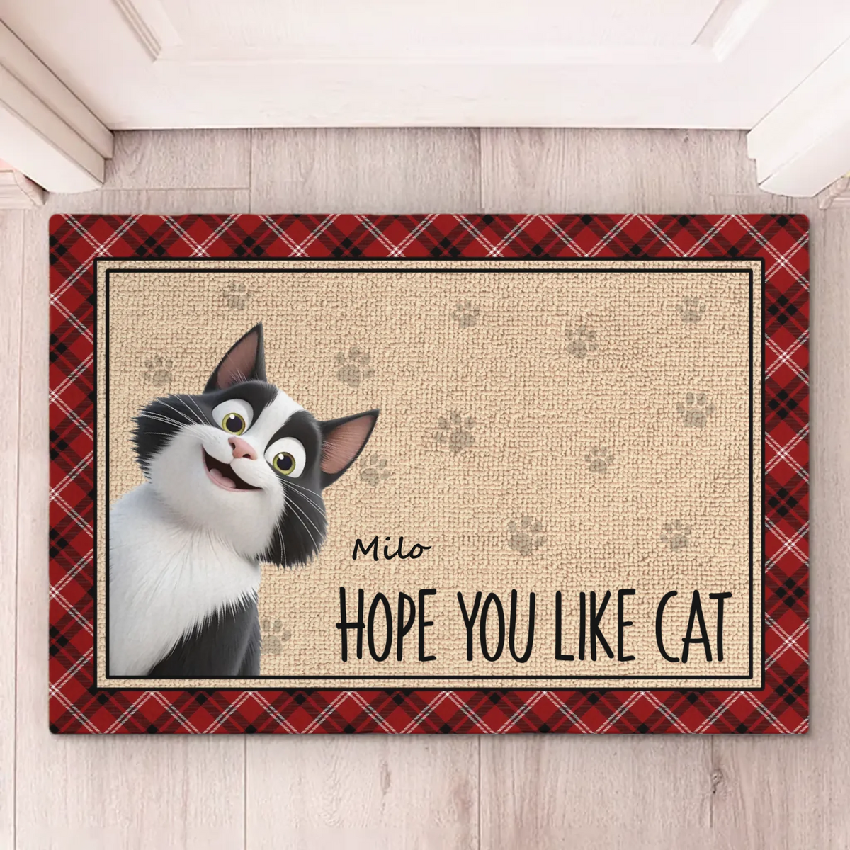 Welcome To Our Home - Cat Personalized Custom Home Decor Decorative Mat - House Warming Gift For Pet Owners, Pet Lovers