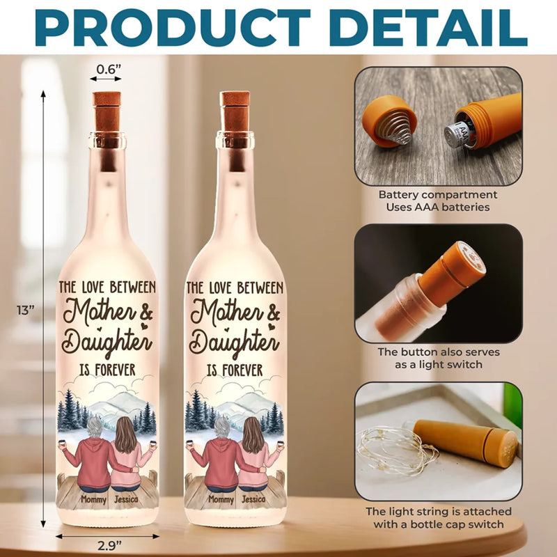 Never Forget That I Love You - Family Personalized Custom Bottle Lamp - Gift For Mom, Daughter