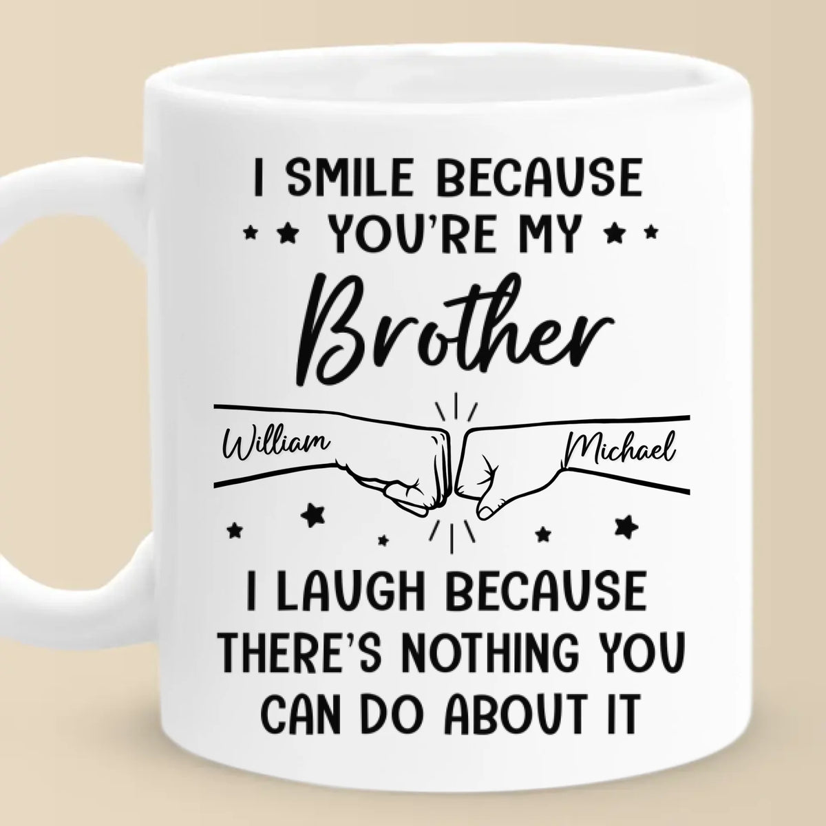 Custom Accent Mug - Personalized Birthday Gifts For Mom, Dad, Brother, Sister - I Smile Because You're My Brother