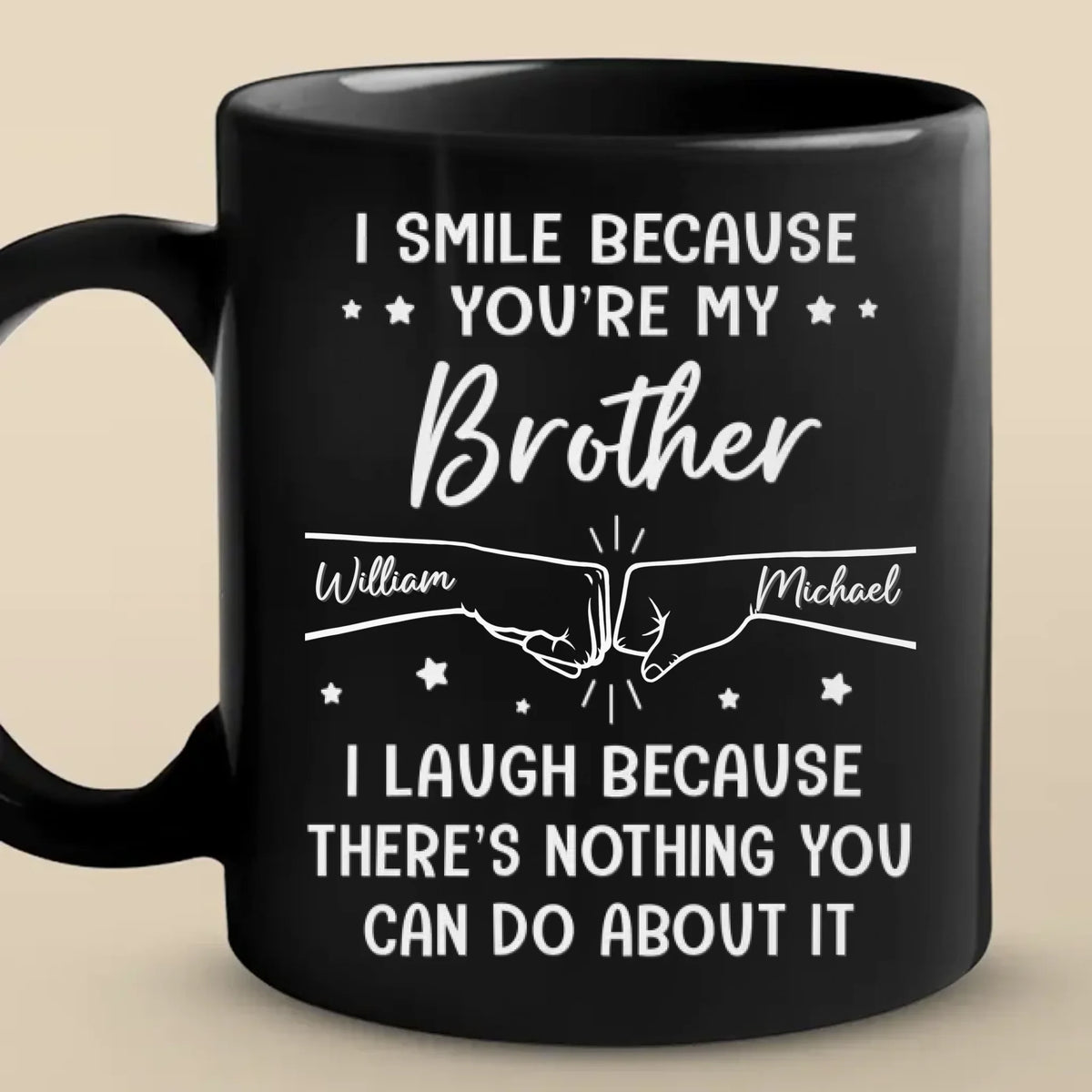 Custom Accent Mug - Personalized Birthday Gifts For Mom, Dad, Brother, Sister - I Smile Because You're My Brother