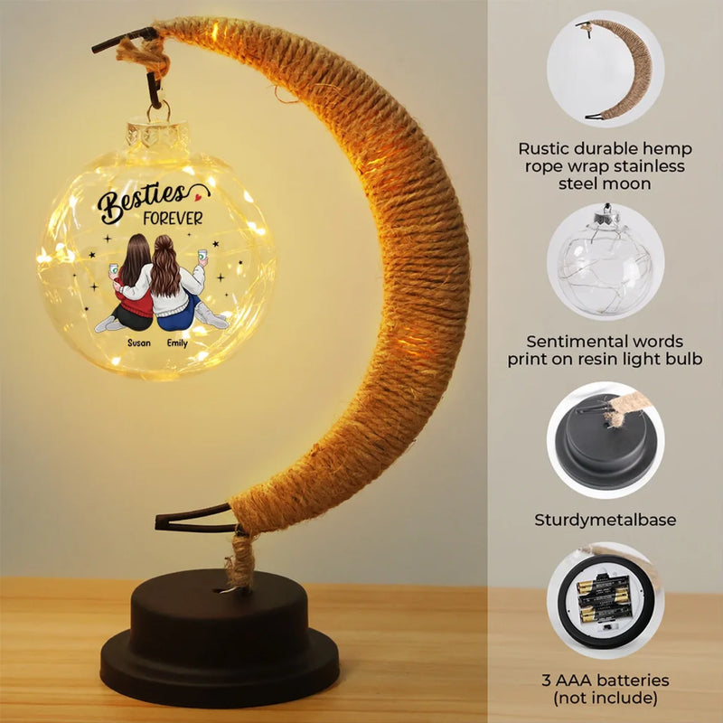 Let Your Friendship Shine As Bright As The Moon - Bestie Personalized Custom Moon Lamp Light - Gift For Best Friends, BFF, Sisters