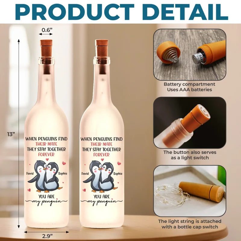 A Sweet Way To Celebrate The Path That Brought You Together - Couple Personalized Custom Bottle Lamp - Gift For Husband Wife, Anniversary