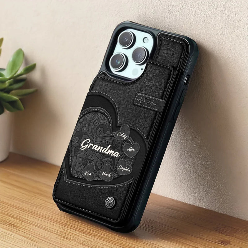 You Are The Heart Of Our Story - Family Personalized Custom Leather Flip Wallet Phone Case - Mother's Day Gift For Mom, Grandma