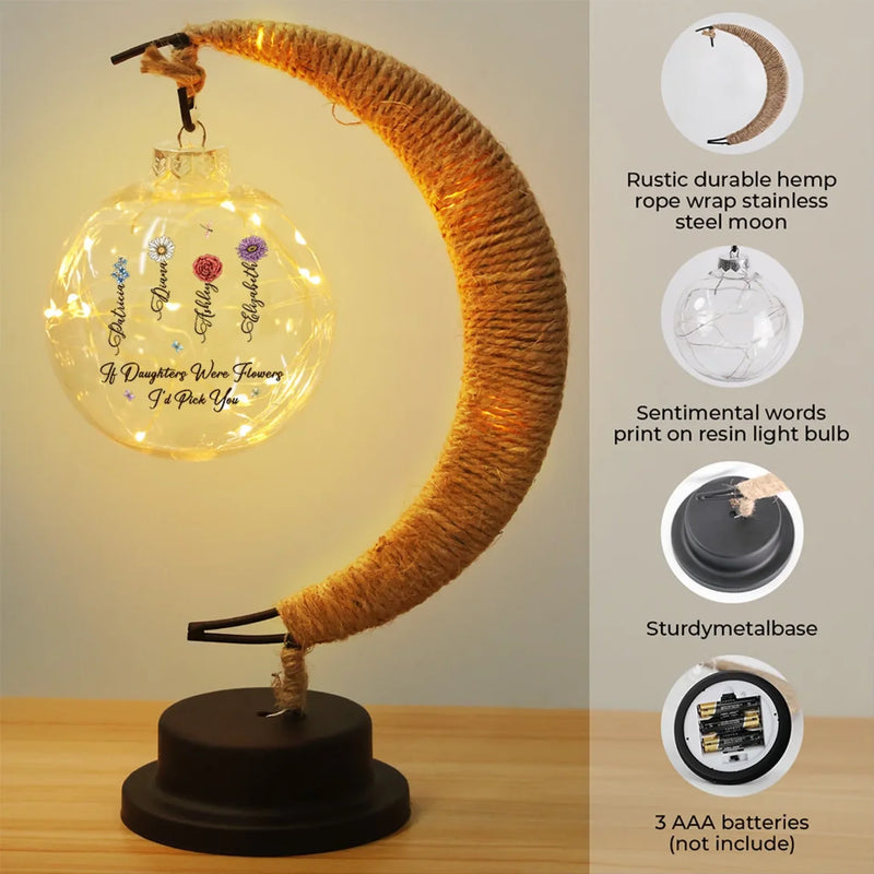 A Family’s Love Helps Every Girl Become A Flower - Family Personalized Custom Moon Lamp Light - Gift For Mom, Daughter