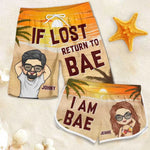 Lost In The Sunshine, Found In Each Other - Funny Personalized Custom Tropical Hawaiian Aloha Couple Beach Shorts - Summer Vacation Gift, Birthday Party Gift For Couple, Husband, Wife