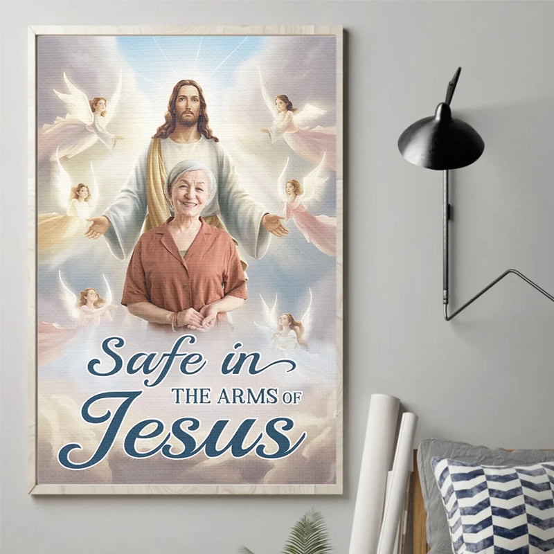 Custom Photo Resting With God, Remembered With Love - Memorial Personalized Custom Vertical Poster - Sympathy Gift For Family Members