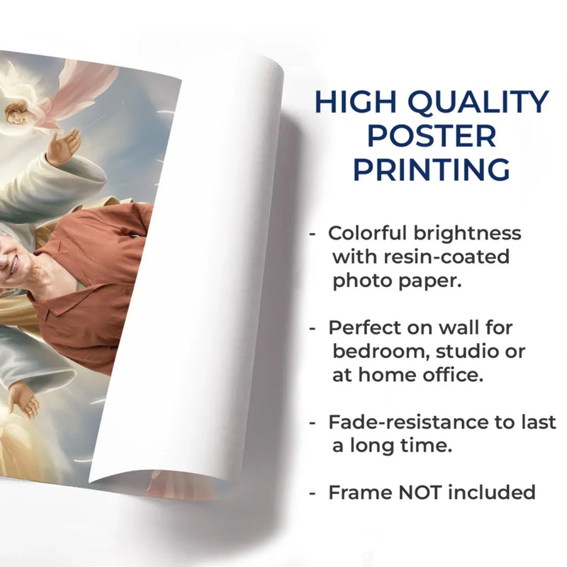 Custom Photo Resting With God, Remembered With Love - Memorial Personalized Custom Vertical Poster - Sympathy Gift For Family Members