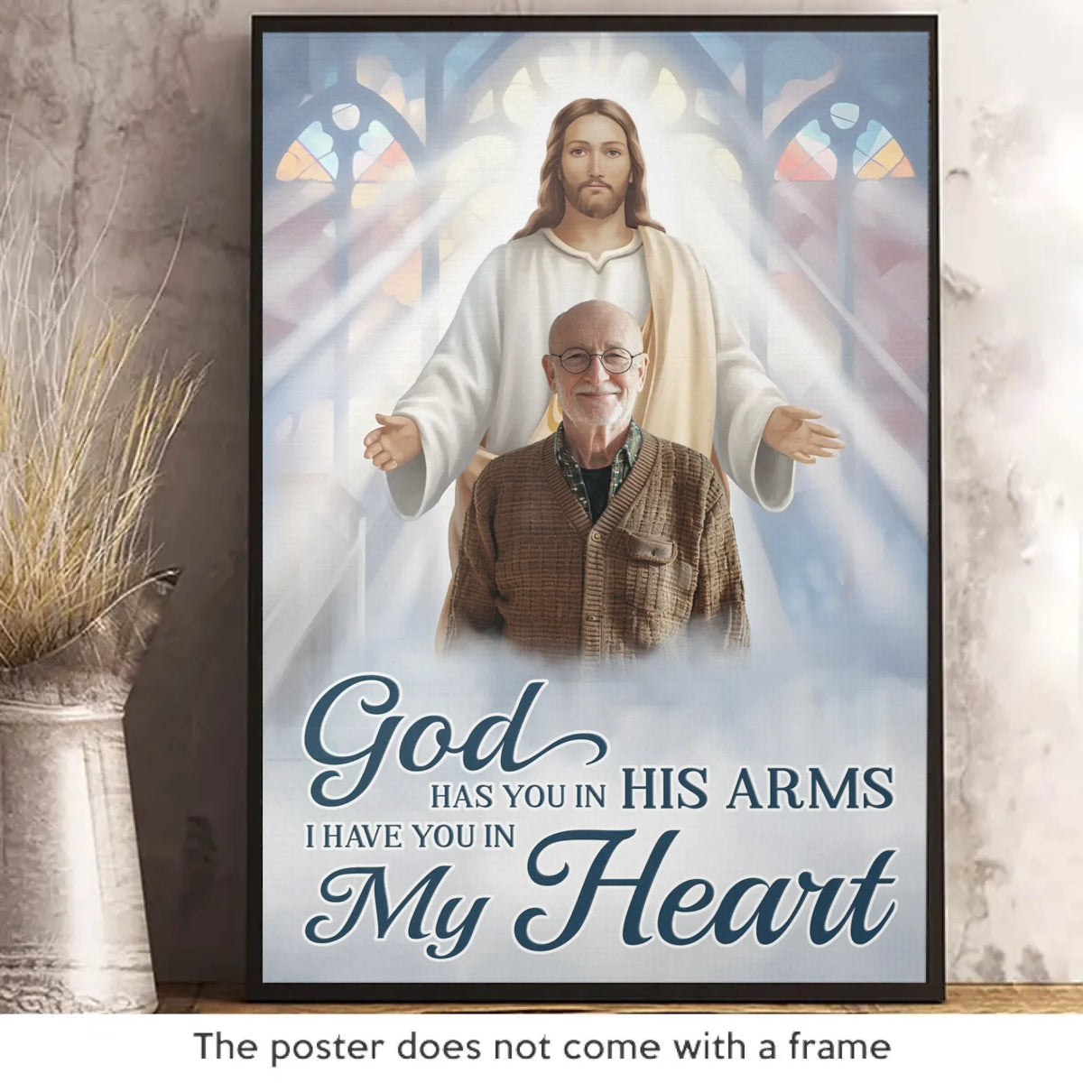 Custom Photo Wrapped In God’s Love, Held In My Heart - Memorial Personalized Custom Vertical Poster - Sympathy Gift For Family Members