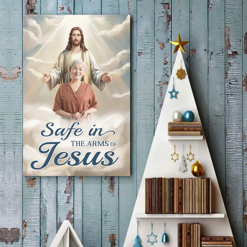 Custom Photo Safe In His Arms, Cherished In My Soul - Memorial Personalized Custom Vertical Poster - Sympathy Gift For Family Members