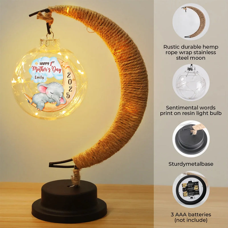 Our First Gift, Our Forever Love - Family Personalized Custom Moon Lamp Light - Mother's Day, Baby Shower Gift, Gift For First Mom