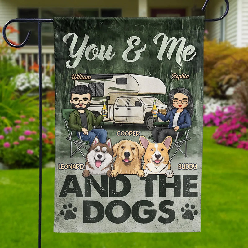 Love, Paws, And Campfire Nights - Dog Personalized Custom Flag - Gift For Husband Wife, Pet Owners, Pet Lovers
