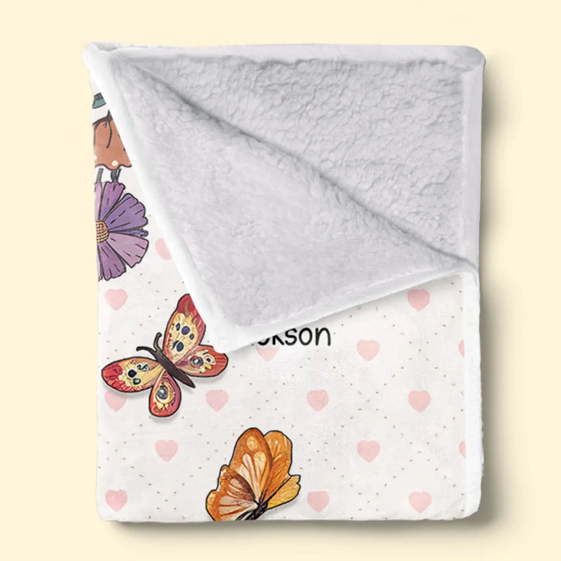 Grandma’s Love Blooms In Every Hug - Family Personalized Custom Blanket - Gift For Mom, Grandma