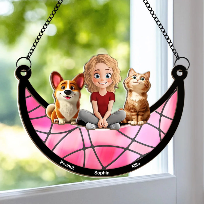 Furry Friends Make The Best Memories - Dog & Cat Personalized Window Hanging Suncatcher - Gift For Pet Owners, Pet Lovers