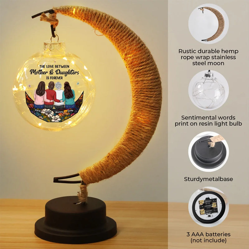 The Love Between Mother & Daughter Is Forever - Family Personalized Custom Moon Lamp Light - Gift For Mom, Daughter