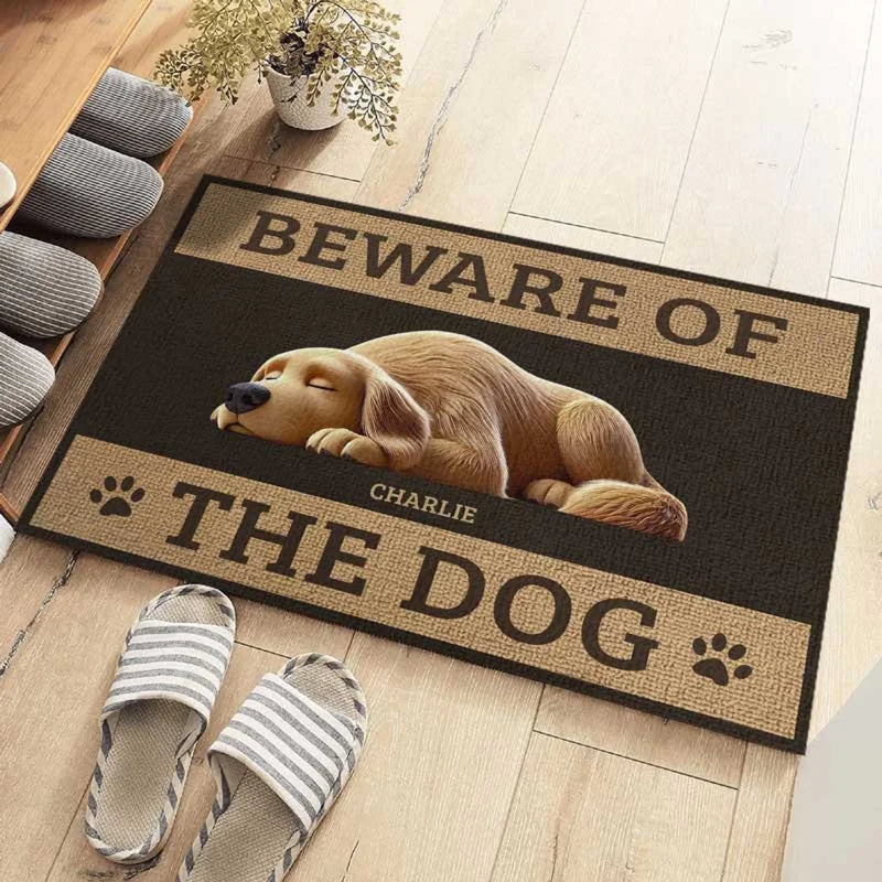 Beware Of The Dog, He Will Steal Your Heart - Dog Personalized Custom Home Decor Decorative Mat - House Warming Gift For Pet Owners, Pet Lovers