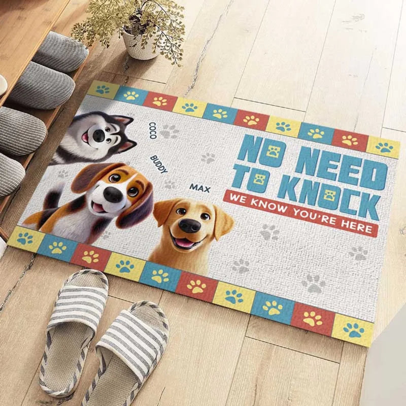 No Need To Knock, The Dog Smelled You A Block Away - Dog Personalized Custom Home Decor Decorative Mat - House Warming Gift For Pet Owners, Pet Lovers