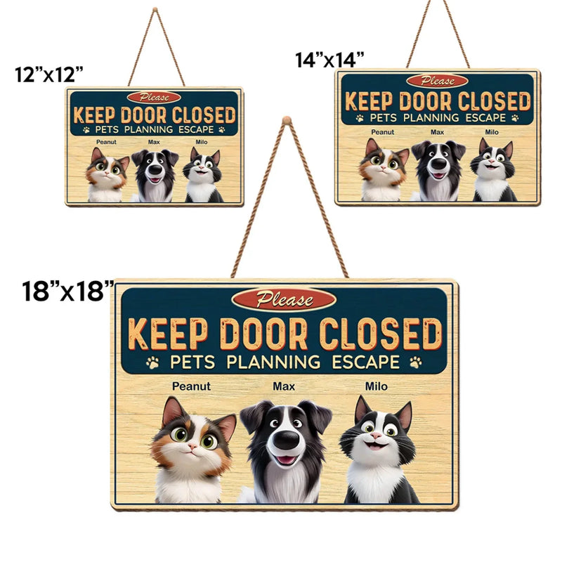 Never Underestimate A Determined Pet - Dog & Cat Personalized Custom Home Decor Wood Sign - House Warming Gift For Pet Owners, Pet Lovers