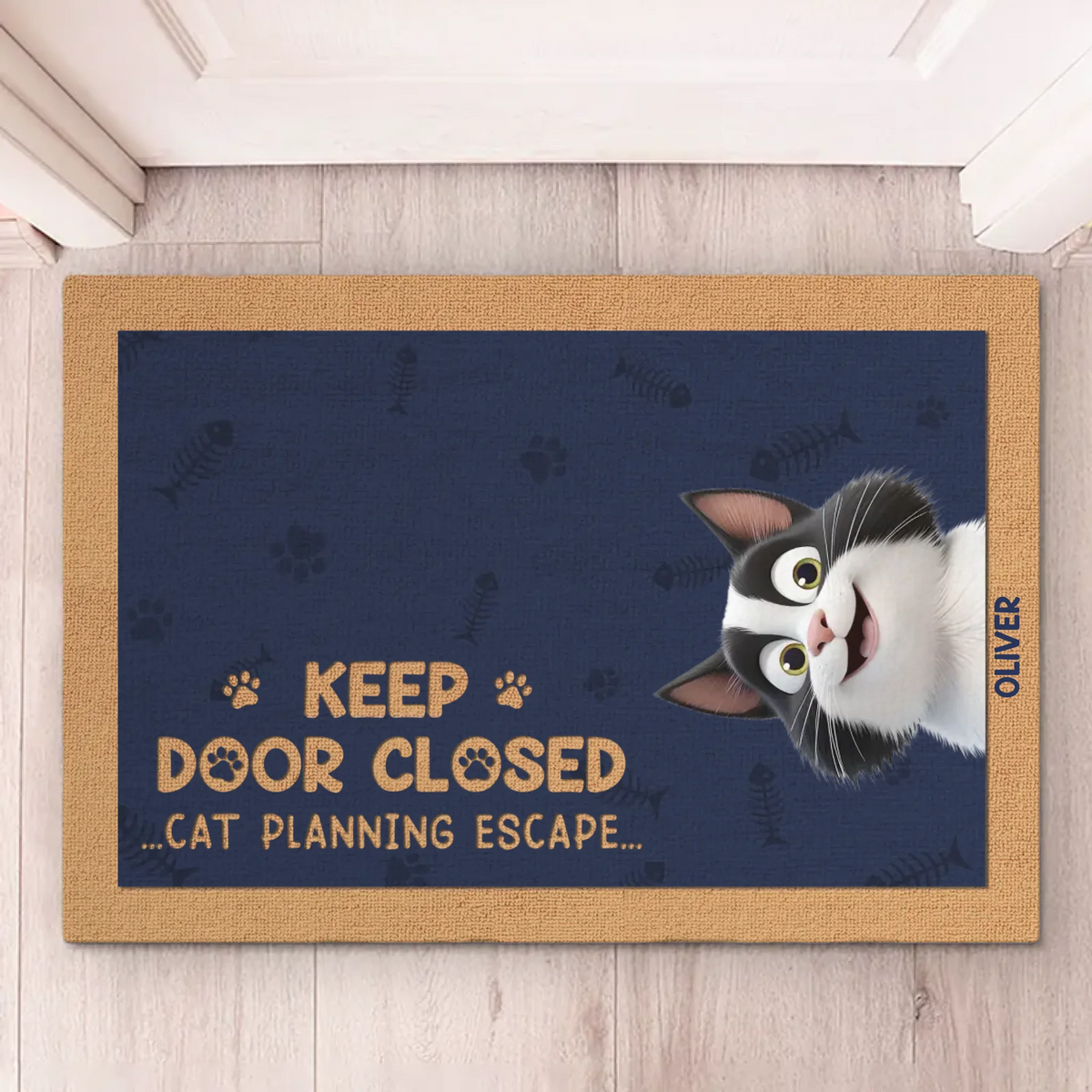 Please Close The Door, The Cat Has Plans - Cat Personalized Custom Home Decor Decorative Mat - House Warming Gift For Pet Owners, Pet Lovers