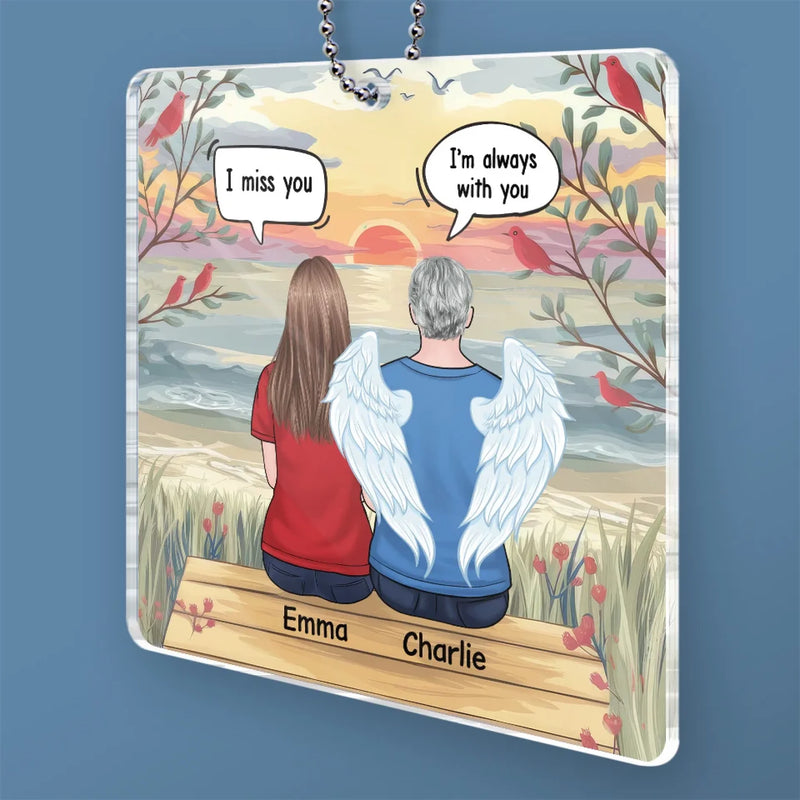 Always In Our Hearts - Memorial Personalized Custom Car Ornament - Acrylic Custom Shaped - Sympathy Gift For Family Members