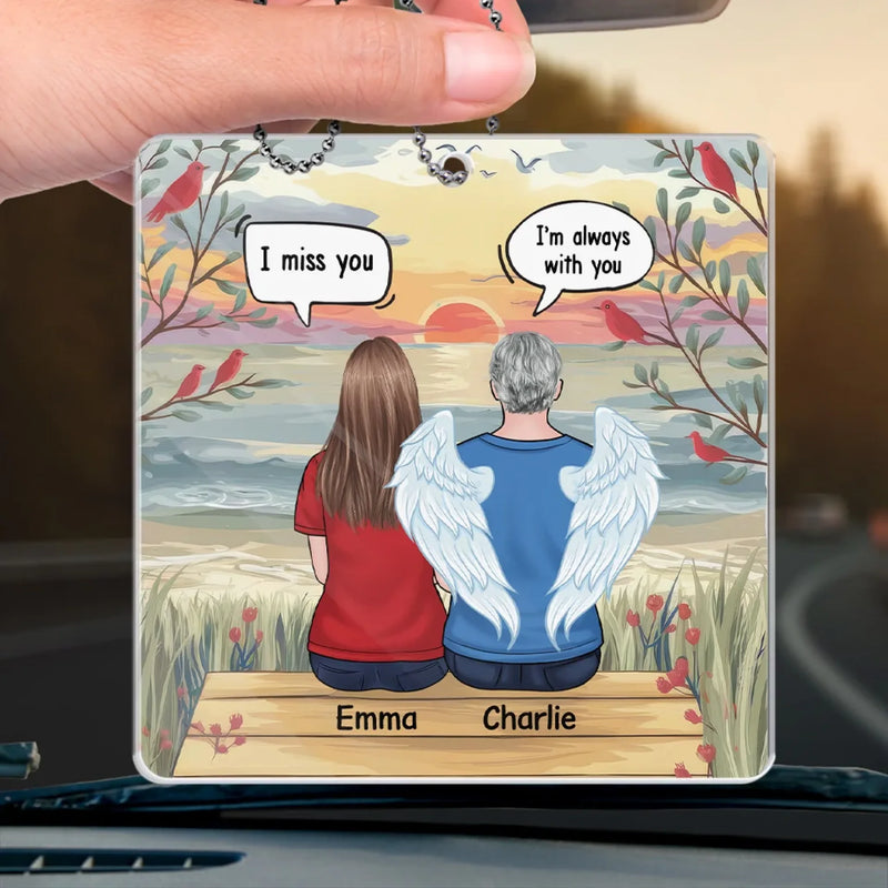 Always In Our Hearts - Memorial Personalized Custom Car Ornament - Acrylic Custom Shaped - Sympathy Gift For Family Members