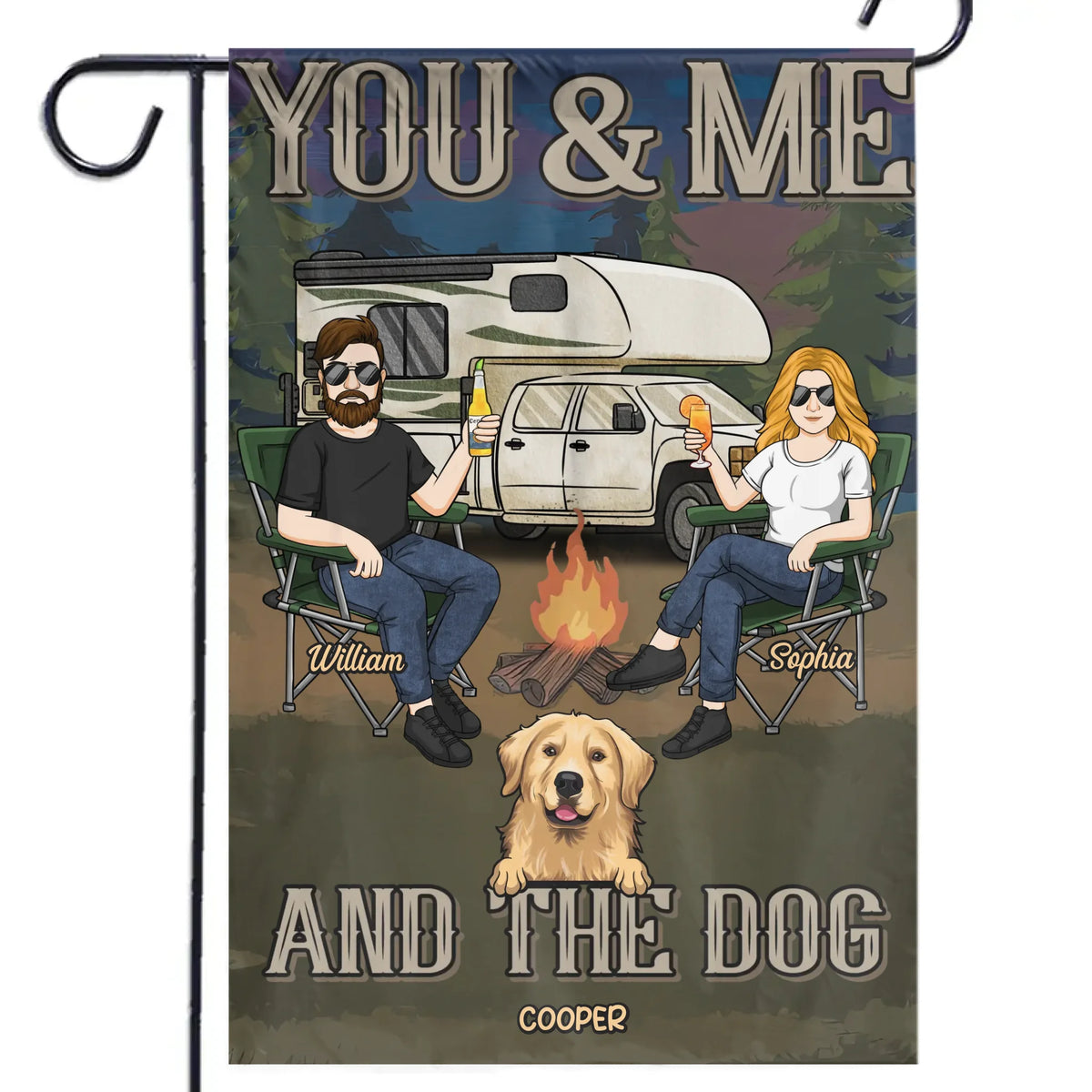Just You, Me And Playful Tails - Dog Personalized Custom Flag - Gift For Husband Wife, Pet Owners, Pet Lovers