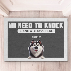 No Need To Knock We Know You Are Here - Dog Personalized Custom Home Decor Decorative Mat - House Warming Gift For Pet Owners, Pet Lovers