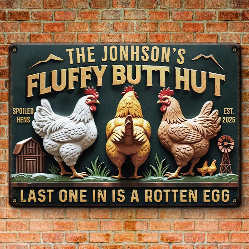 Last One In Is A Rotten Egg - Family Personalized Custom Home Decor Metal Sign - House Warming Gift For Yourself, Husband Wife, Best Friends, Family Members