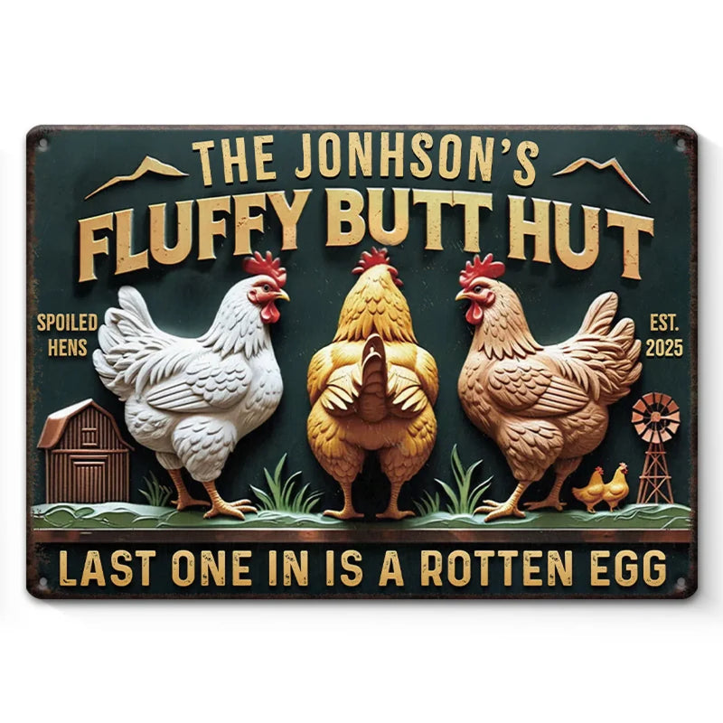 Last One In Is A Rotten Egg - Family Personalized Custom Home Decor Metal Sign - House Warming Gift For Yourself, Husband Wife, Best Friends, Family Members
