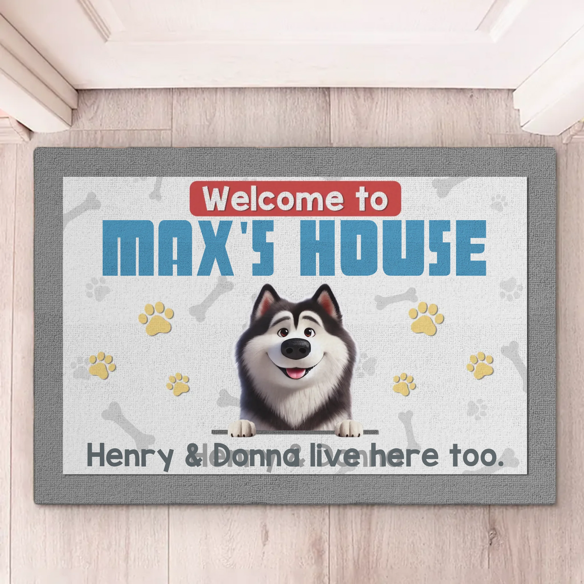 Welcome To My Home, My Human Just Lives Here - Dog Personalized Custom Home Decor Decorative Mat - House Warming Gift For Pet Owners, Pet Lovers