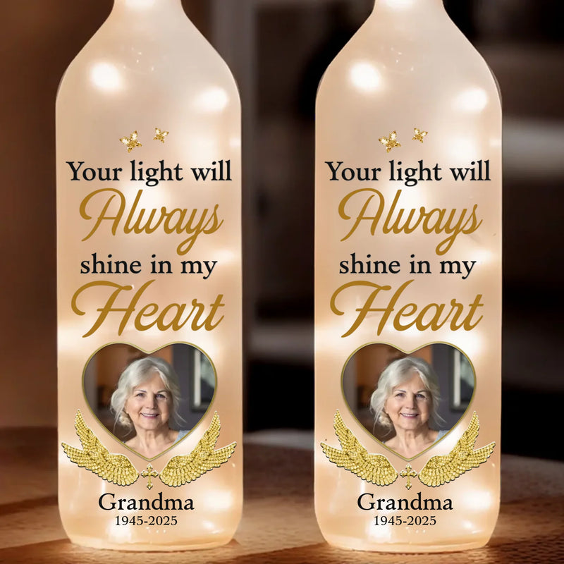 Custom Photo Your Wings Were Ready But Our Hearts Were Not - Memorial Personalized Custom Bottle Lamp - Sympathy Gift For Family Members