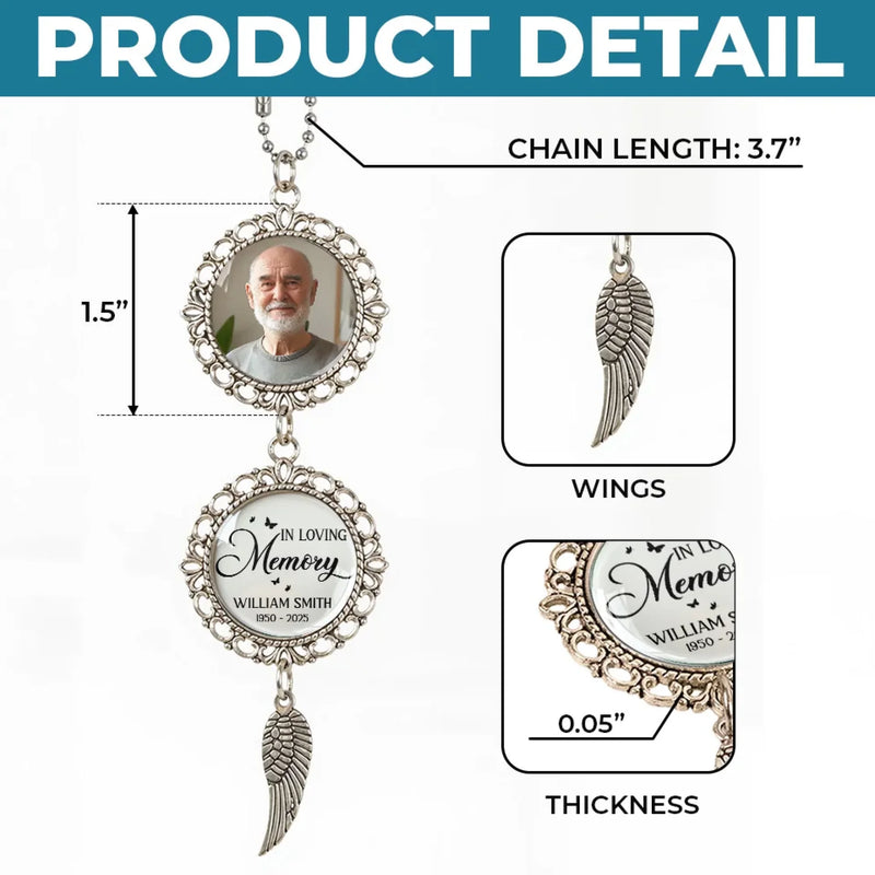 Custom Photo Until Then, I’ll Hold You In My Dreams - Memorial Personalized Custom Metal Car Hanging Ornament With Charm - Sympathy Gift For Family Members