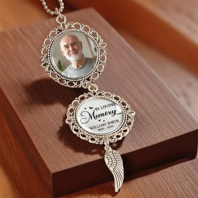 Custom Photo Until Then, I’ll Hold You In My Dreams - Memorial Personalized Custom Metal Car Hanging Ornament With Charm - Sympathy Gift For Family Members