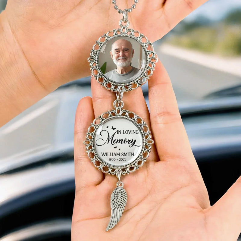Custom Photo Until Then, I’ll Hold You In My Dreams - Memorial Personalized Custom Metal Car Hanging Ornament With Charm - Sympathy Gift For Family Members