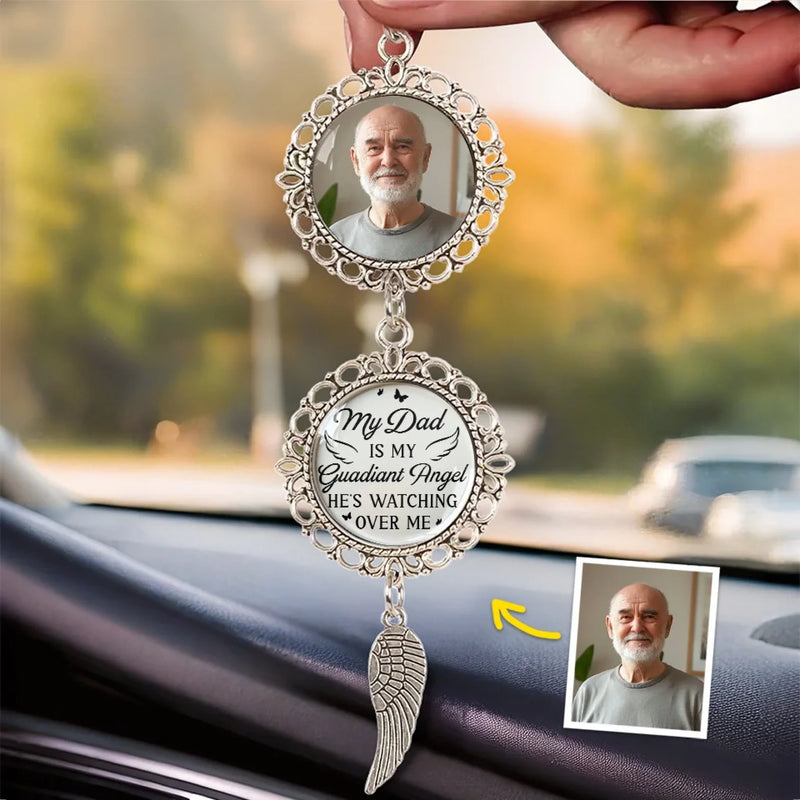 Custom Photo Your Love Lights My Way Until We Meet Again - Memorial Personalized Custom Metal Car Hanging Ornament With Charm - Sympathy Gift For Family Members